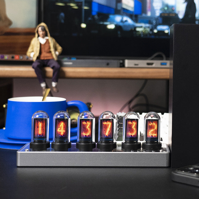 Tabletop Atmosphere Light Electronic Sports Room Wireless Control IPS Color Screen Simulated Glow Tube Digital Clock