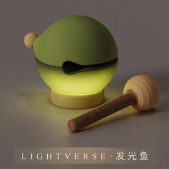Lightverse Wooden Fish Night Light Beats Fish and Prayers Light Creative Patting Light Girl's Best Friend Bedroom Sleep